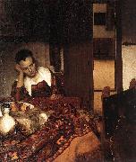 Jan Vermeer A Woman Asleep at Tablec china oil painting reproduction